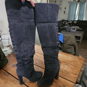 Women's Navy Thigh-High Boots